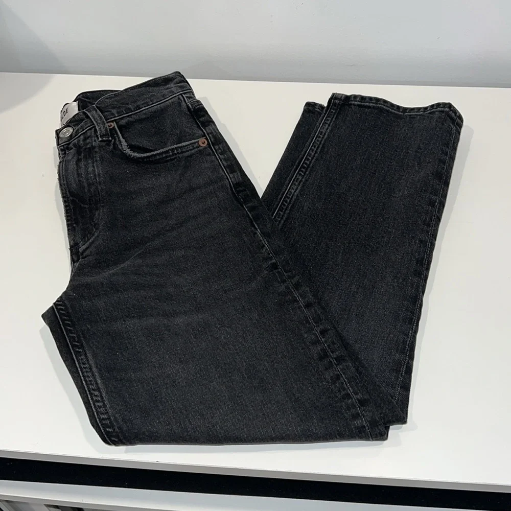 Agolde black kye mid rise straight crop jeans size 22 - Picture 4 of 14